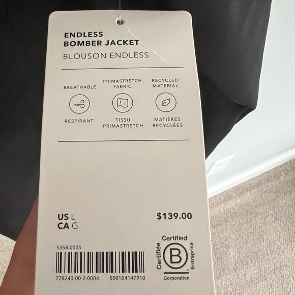 Athleta Endless Black Bomber Jacket size L - Picture 4 of 4